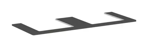 Hansgrohe Konsolenelement in dunkelgrau mit zwei Ausschnitten, geeignet für die Montage eines Aufsatzwaschtischs. Flache, rechteckige Form mit geschliffener Oberfläche.